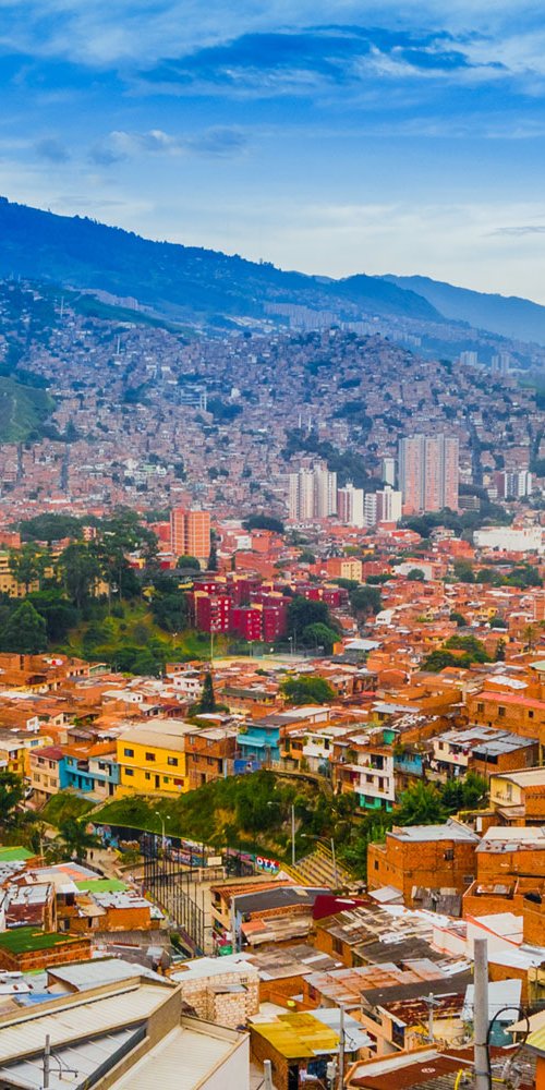 Medellin transport map and cityscape