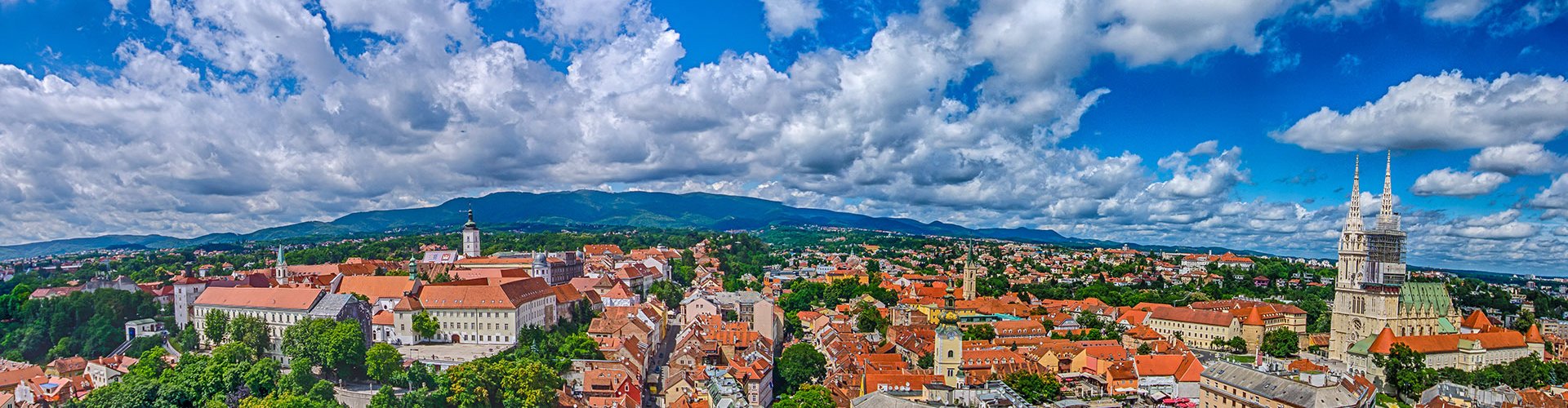 Zagreb skyline at sunset