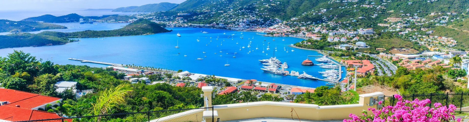 Sunset over St Thomas historic district