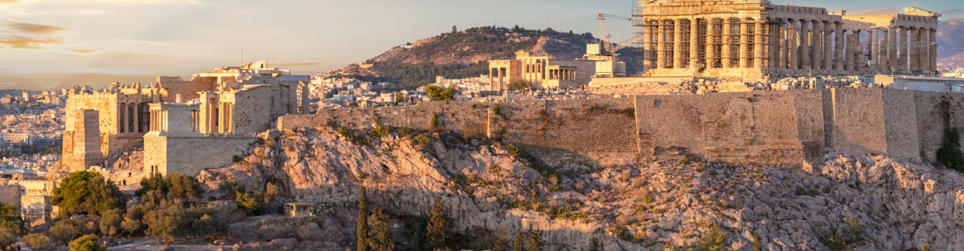 Sunset view of Athens Acropolis