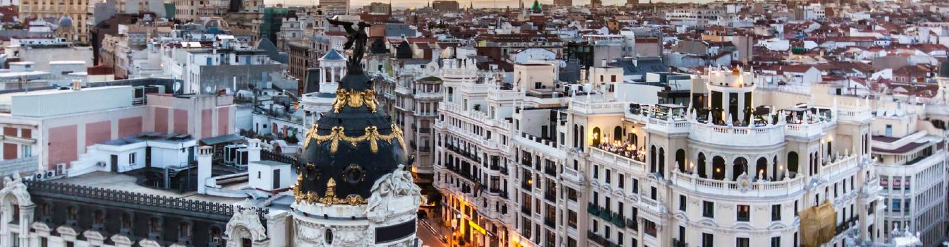 Madrid cityscape at dusk
