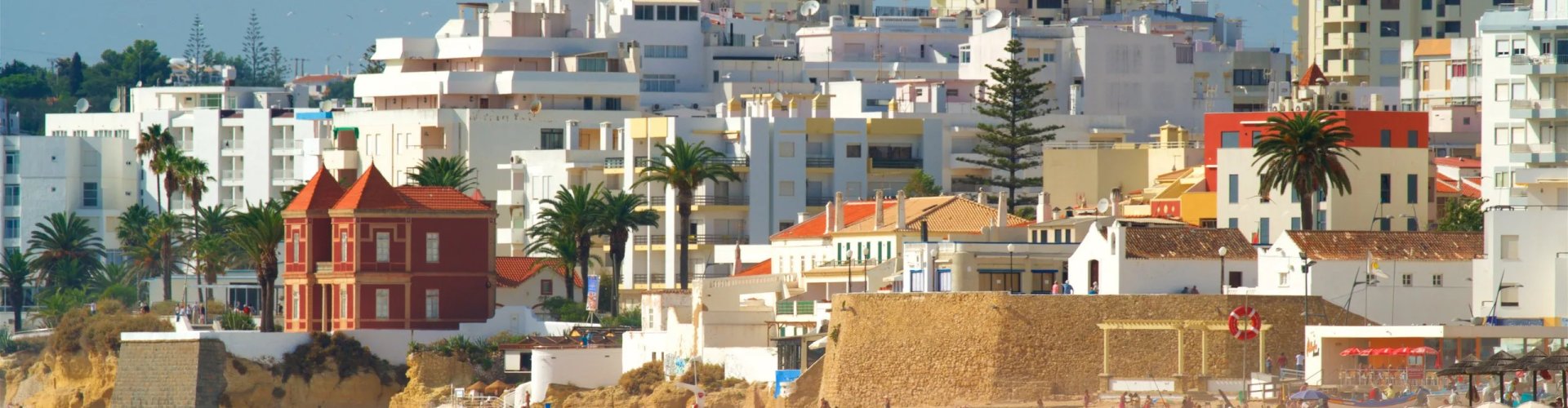 Coastal view of Armacao De Pera at sunset