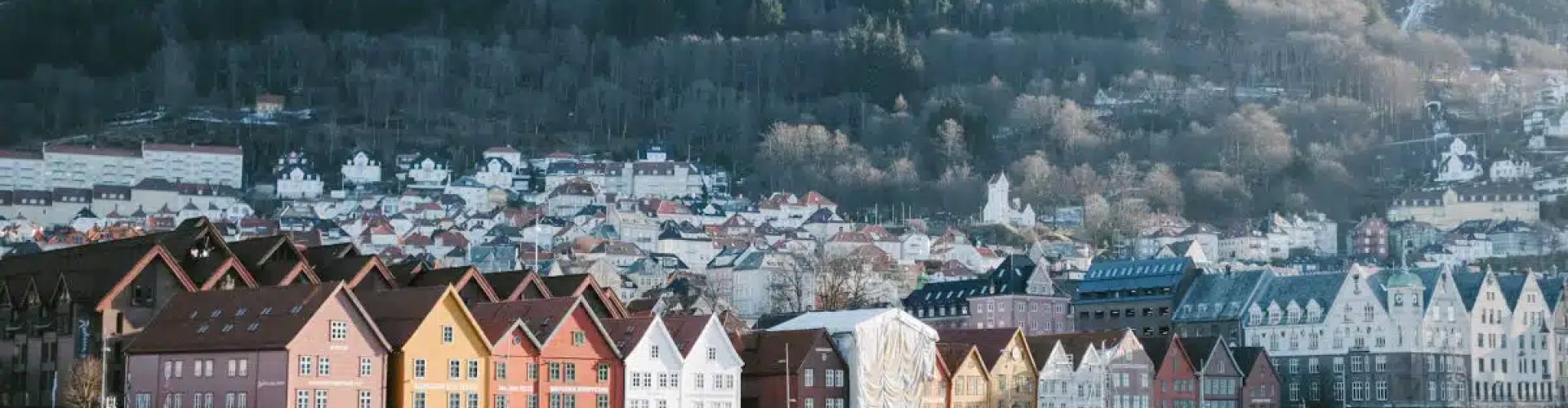 Bergen historic view at sunset