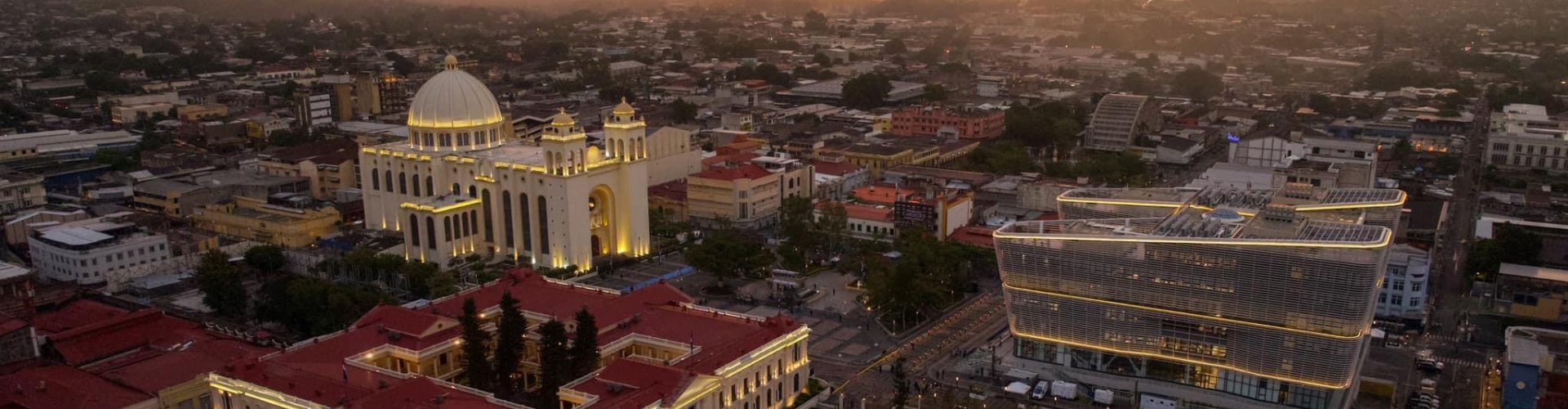 Sunset over San Salvador skyline