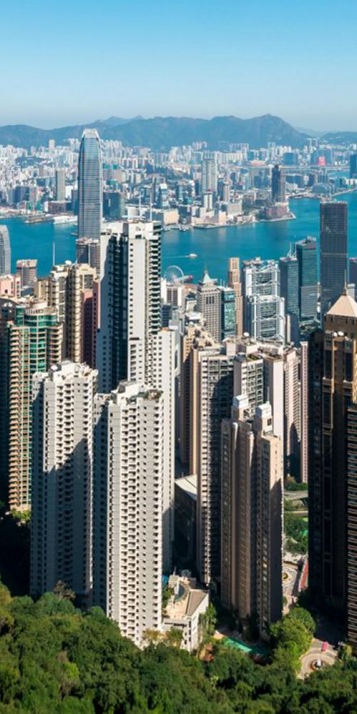 Tram in historic Hong Kong district
