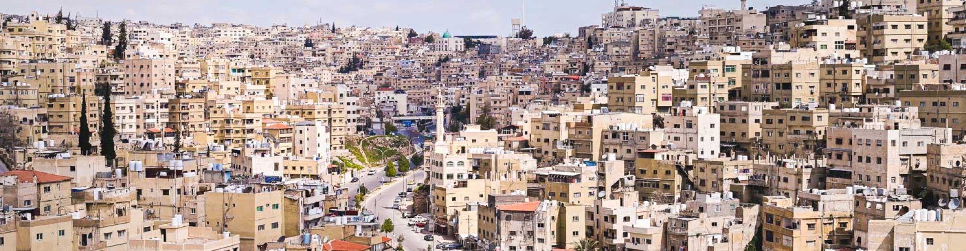 Scenic view of Amman skyline at sunset