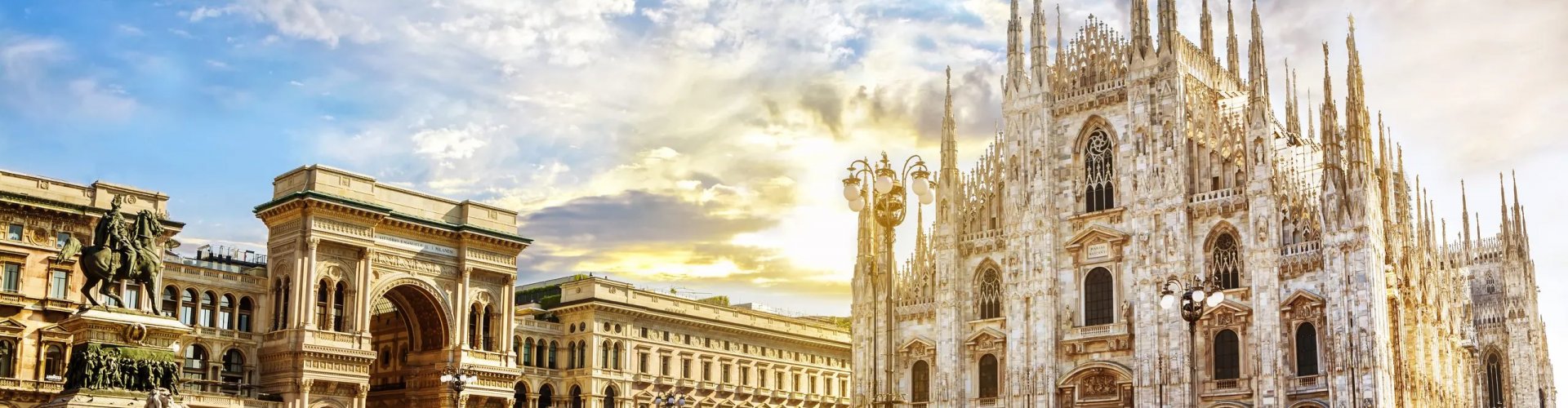 Milan cultural landmark at sunset