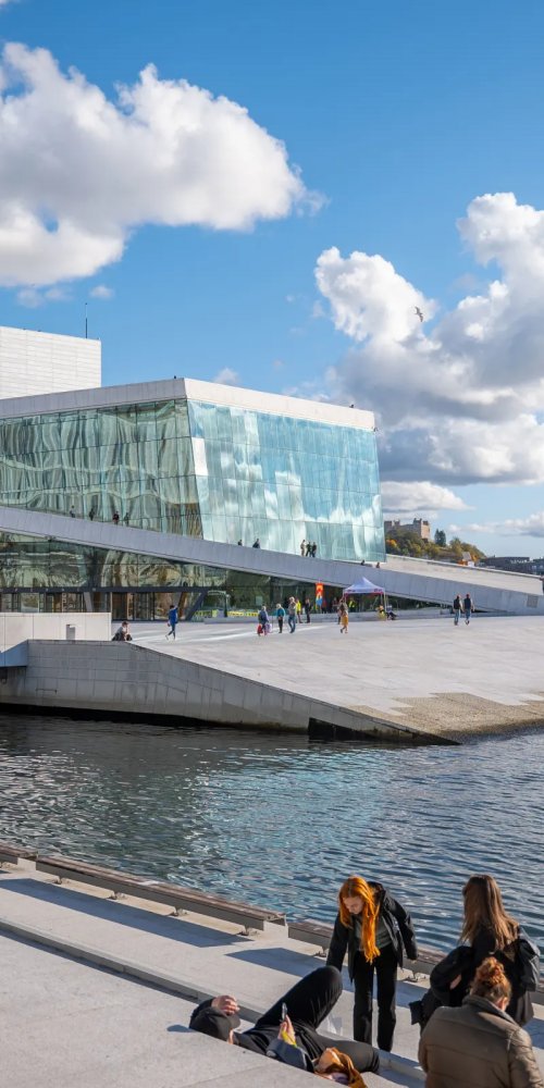 Oslo tram and historic buildings