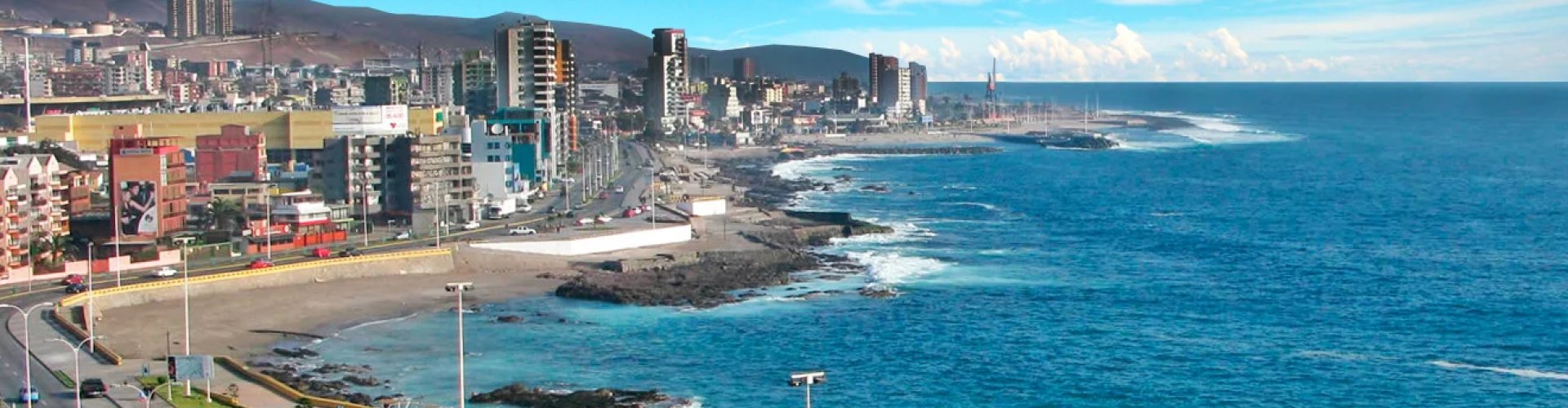 Sunset view over Antofagasta, CL coastline