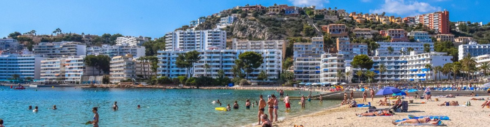 Scenic view of Santa Ponsa coastline at sunset