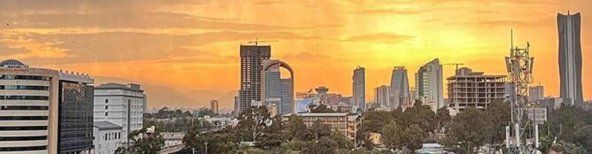 Panoramic view of Addis Ababa skyline at sunset